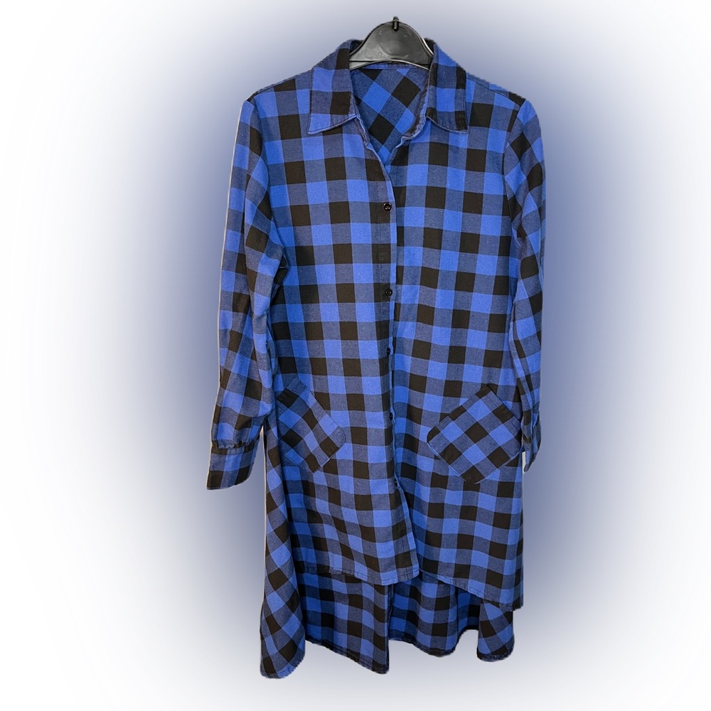 Plaid blouse dress M